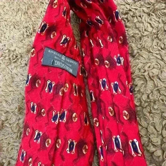Robert Talbott for Nordstrom Silk Tie Red Dog Print | Men’s Neckwear USA Made - Picture 2 of 6